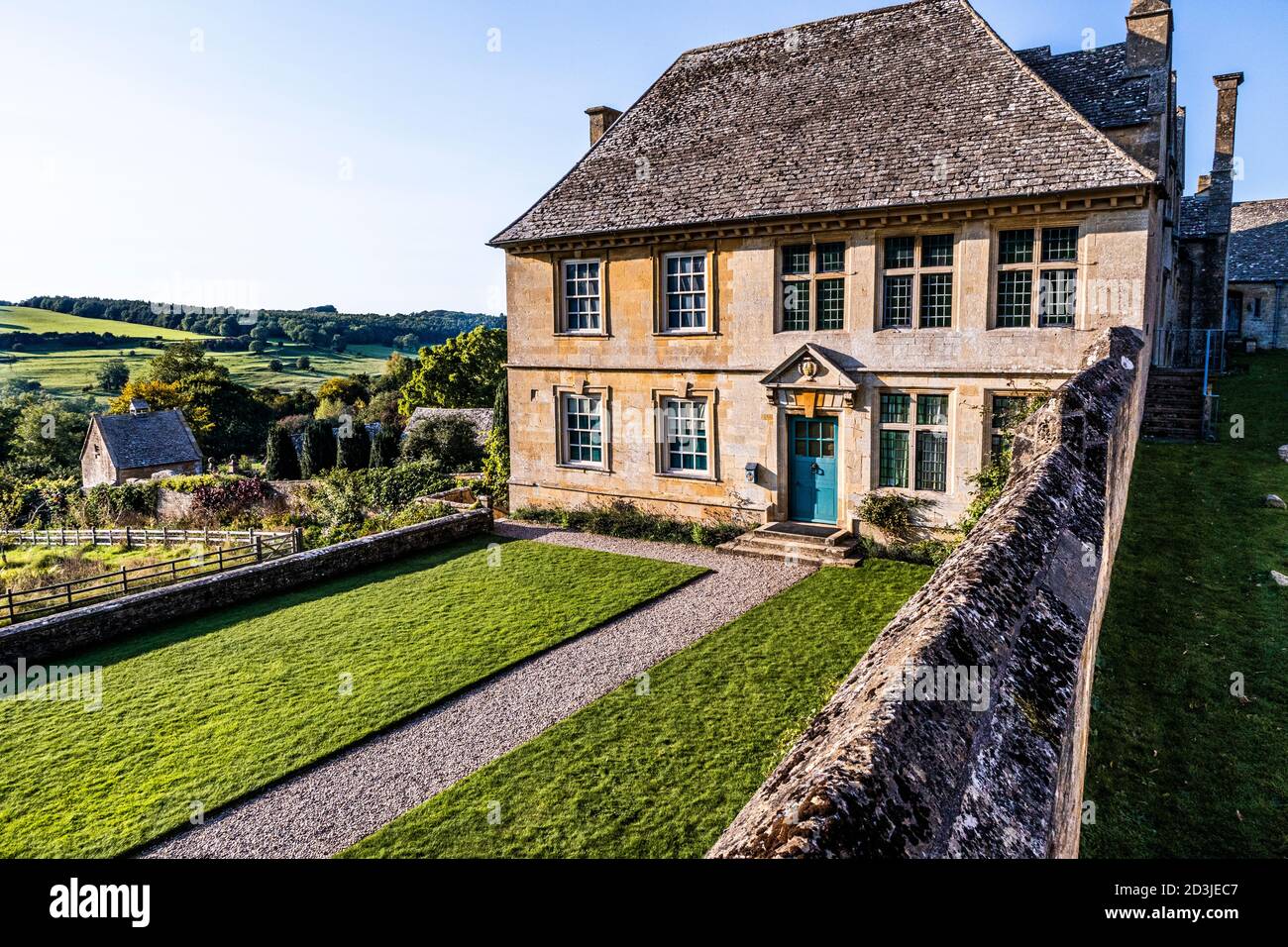 Evening light on Snowshill Manor in the Cotswold village of Snowshill, Gloucestershire UK Stock Photo