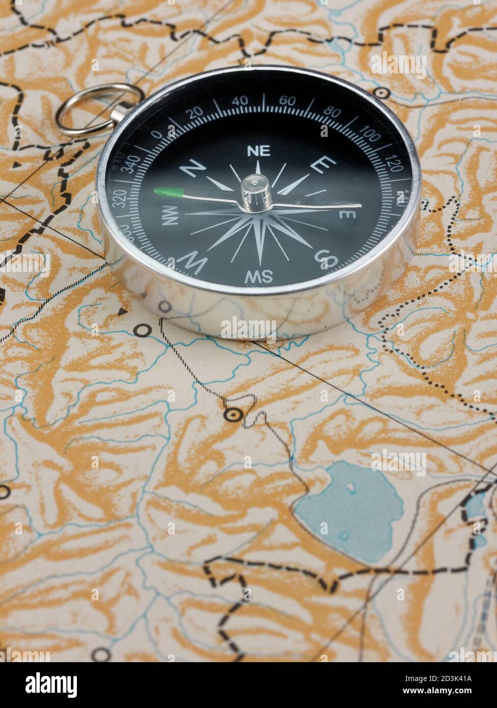 Compass on blank map copy space Stock Photo - Alamy
