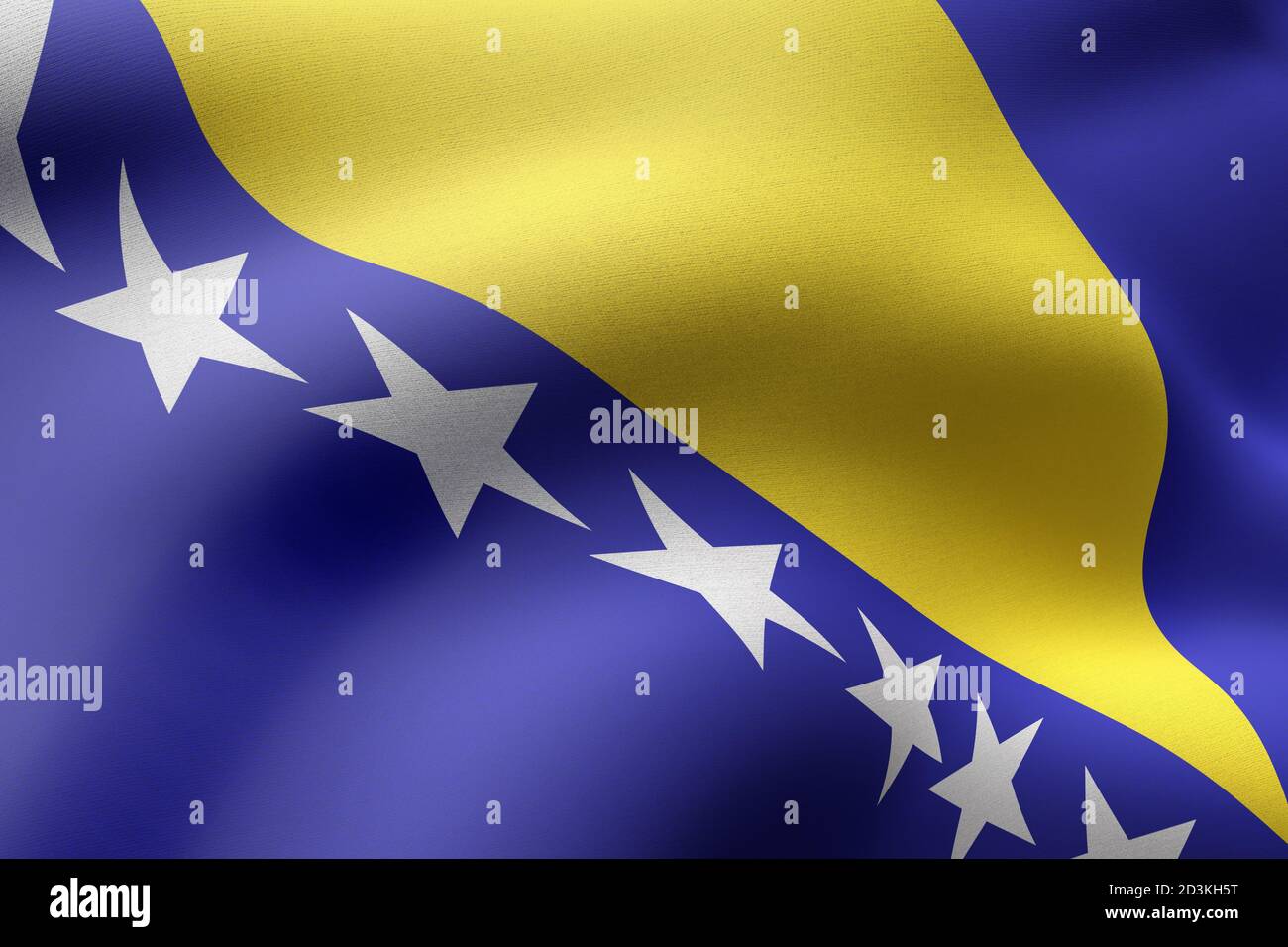 3d rendering of a detail of a silked Bosnia and Herzegovina flag Stock ...