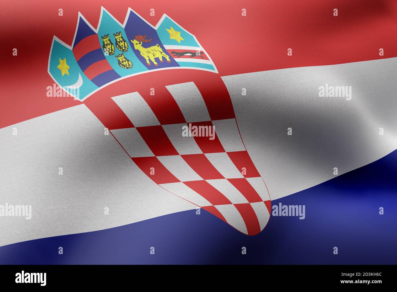3d rendering of a detail of a silked Croatia flag Stock Photo - Alamy