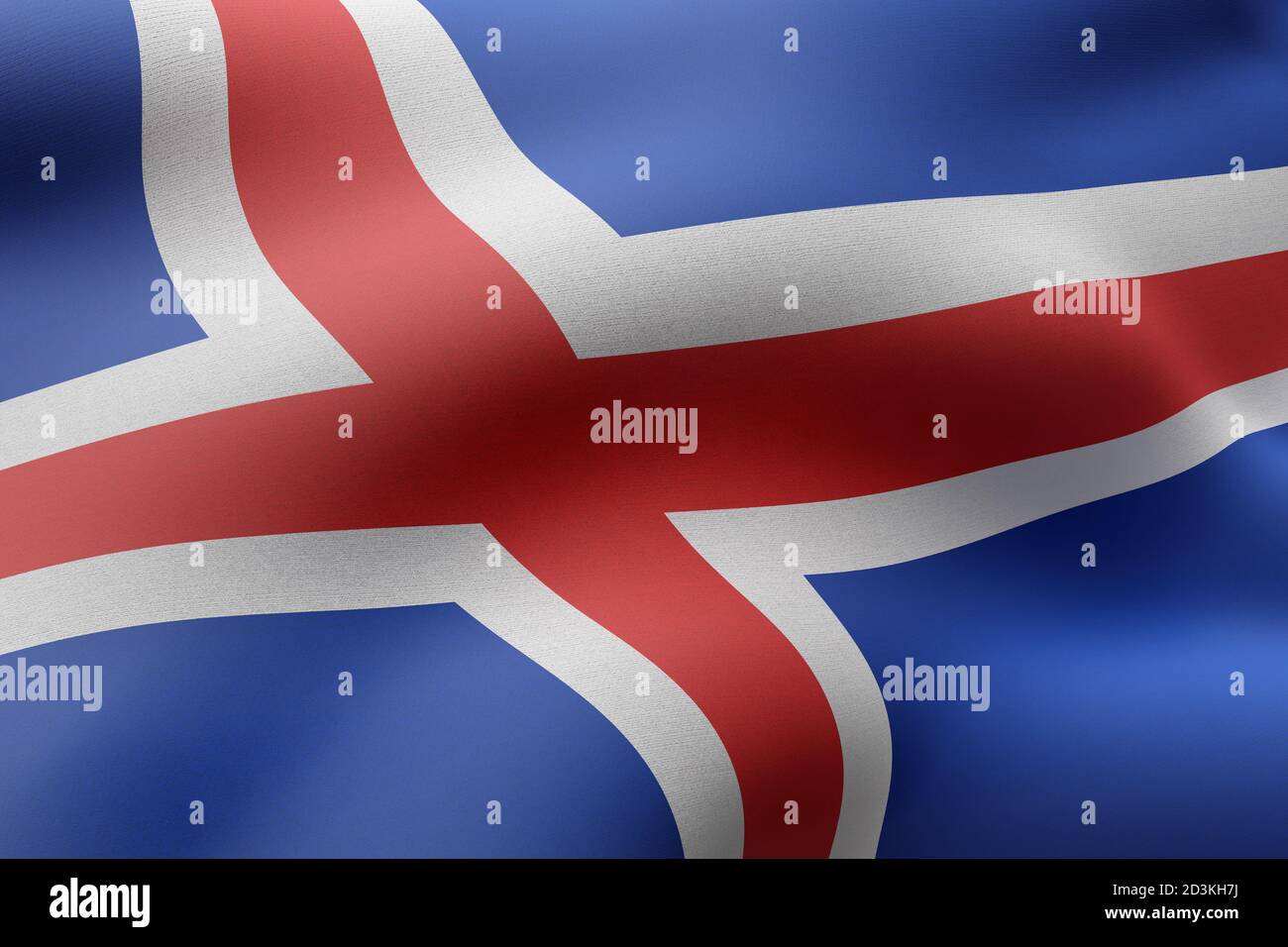 3d rendering of a detail of a silked Iceland flag Stock Photo - Alamy