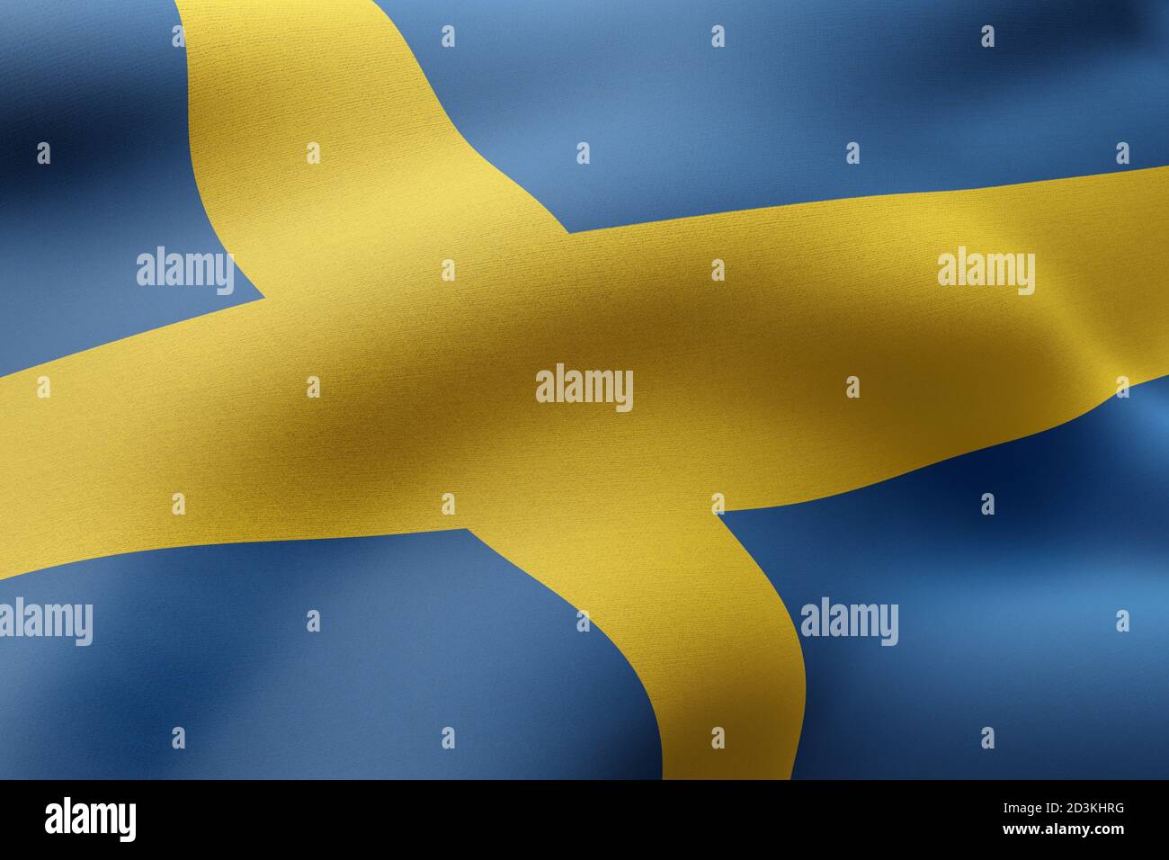 3d rendering of a detail of a silked Sweden flag Stock Photo - Alamy