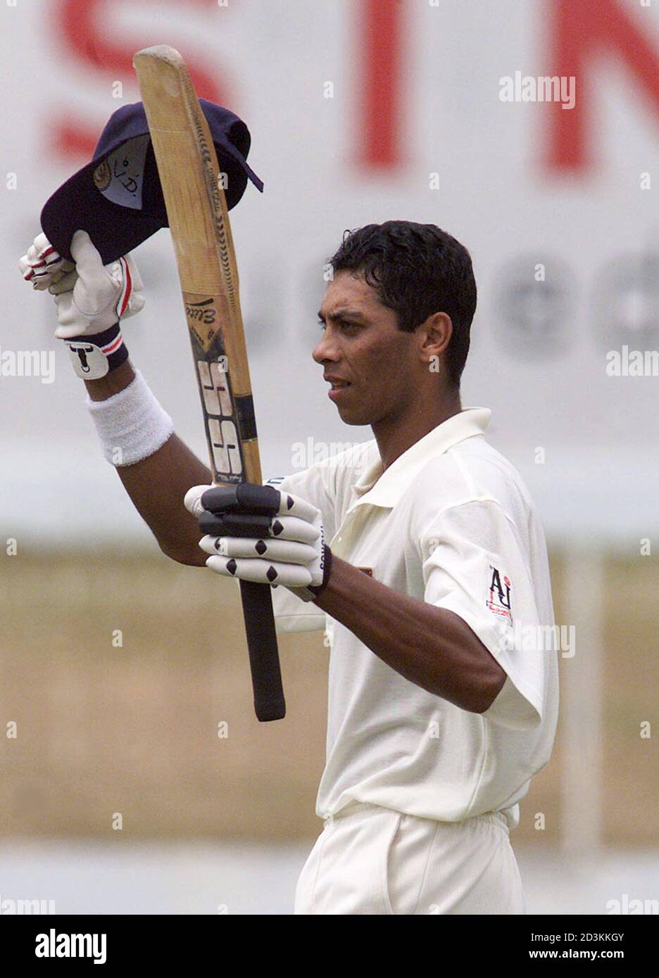 Sri Lankan batsman Michael Vandort celebrates his century during the third day of the second cricket test between Sri Lanka and Bangladesh at Singhalese Sports Club ground in Colombo, Sri Lanka on July 30, 2002. REUTERS/Anuruddha Lokuhapuarachchi  AL/CP Stock Photo