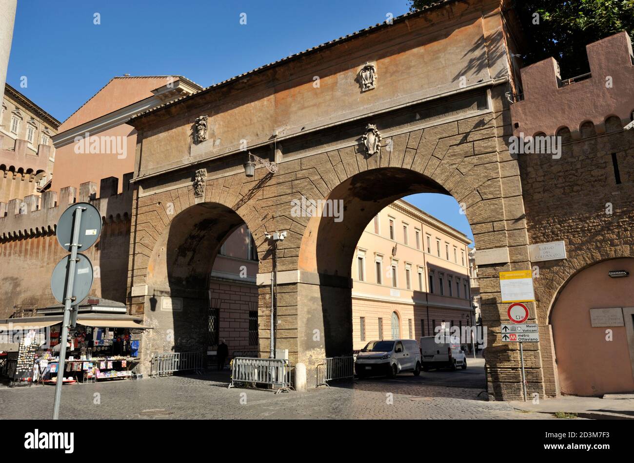 Italy, Rome, Largo del Colonnato, Vatican walls gate Stock Photo