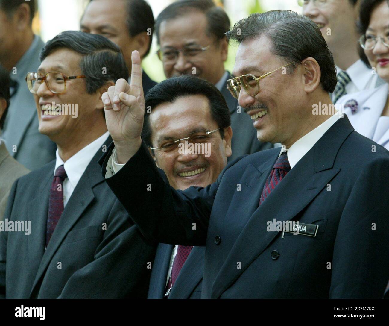 Malaysian Health Minister Chua Jui Meng (R) gestures during a