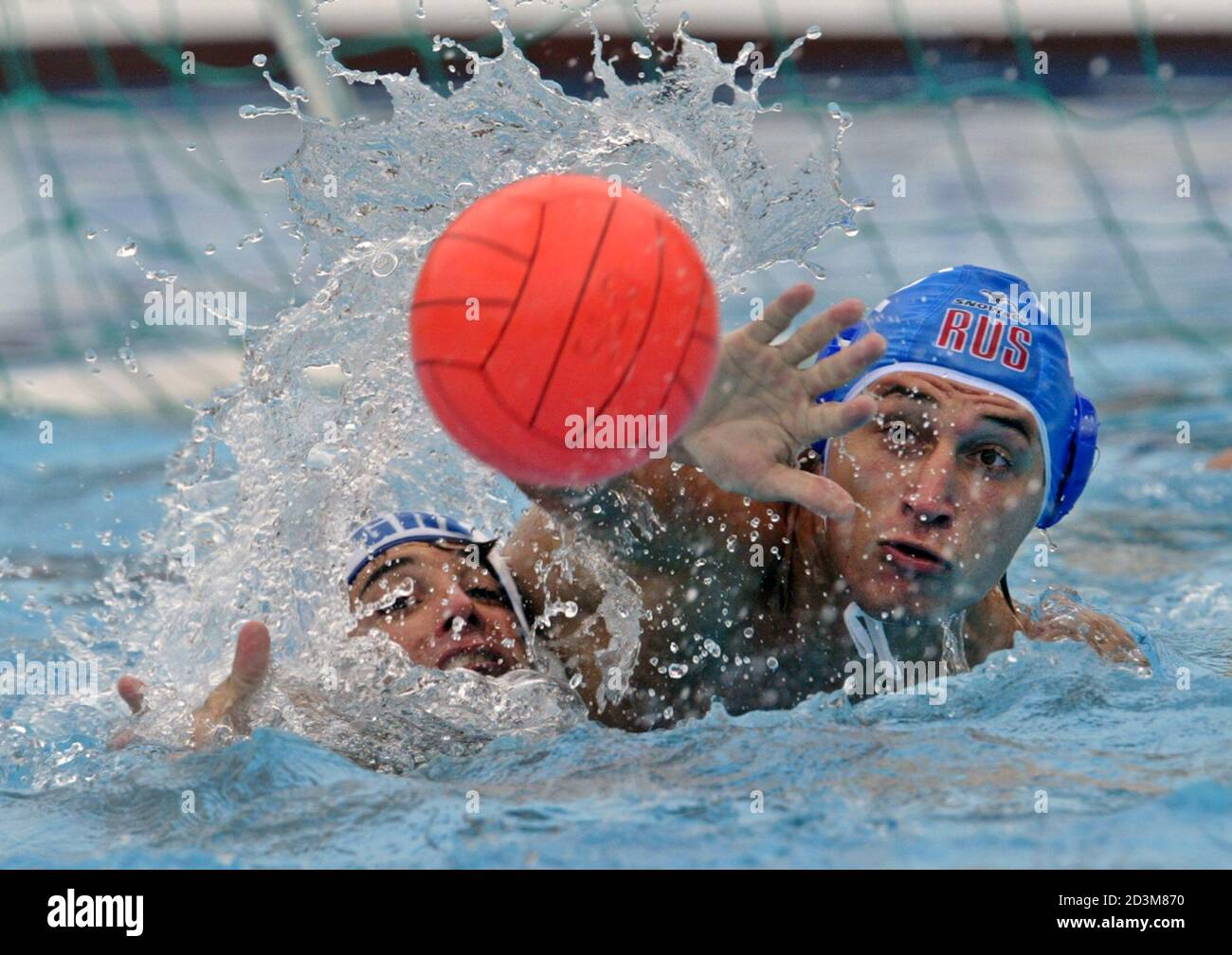 Alexandre Erysov R Of Russia Fights For A Ball With Christos Afroudakis Of Greece During Their European Championships Quarter Final In Kranj Slovenia On June 12 03 Reuters Laszlo Balogh Lb Stock Photo