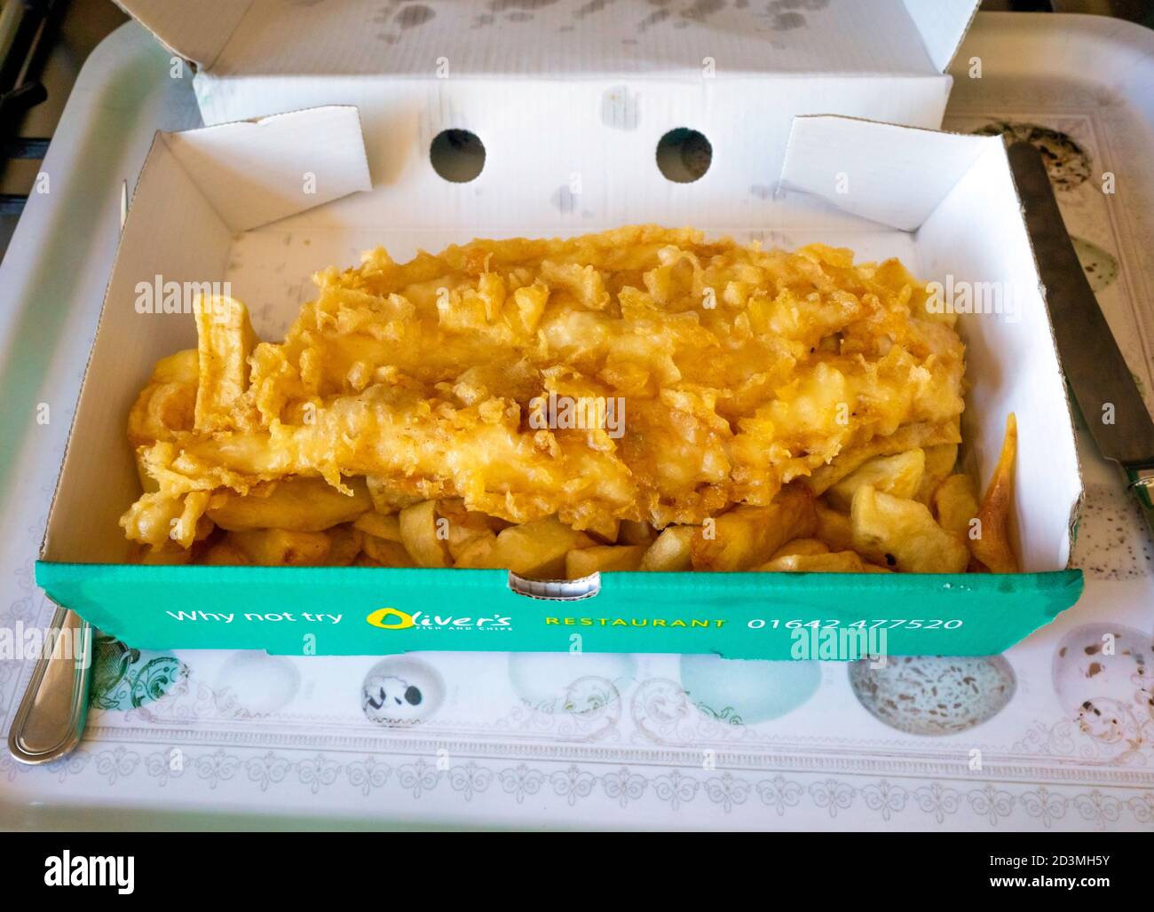 Take away Fish and Chips from Olivers fish and chip shop in Redcar in a