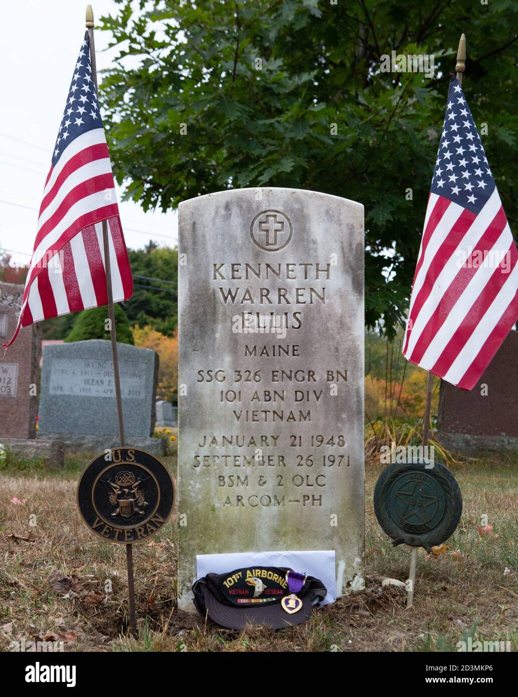 Kenneth Ellis grave marker Vietnam War KIA Stock Photo