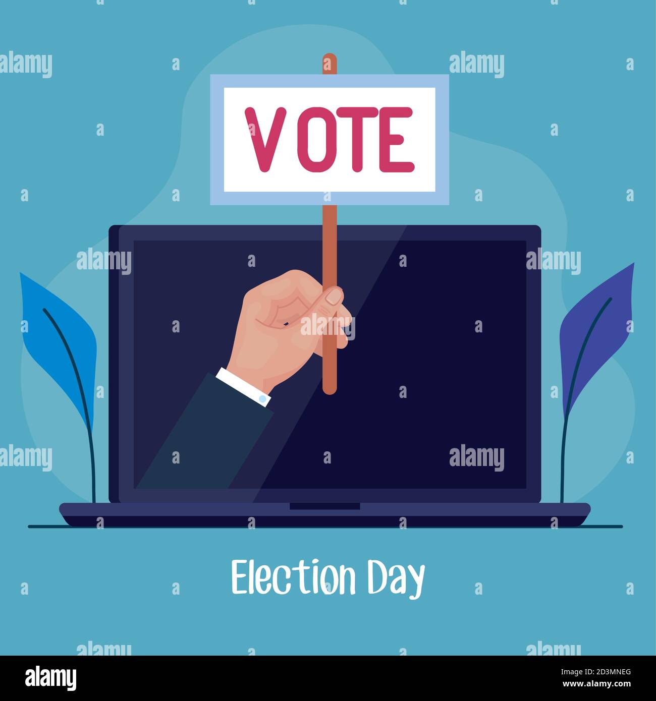 election day hand holding vote banner on laptop vector design Stock ...