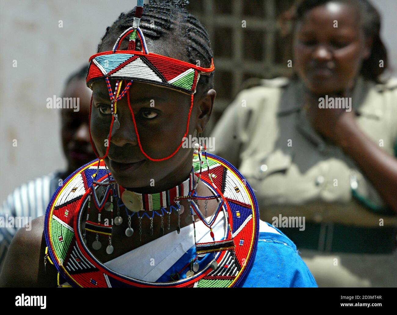 A PRISONER MODELS A TRADITIONAL SAMBURU 