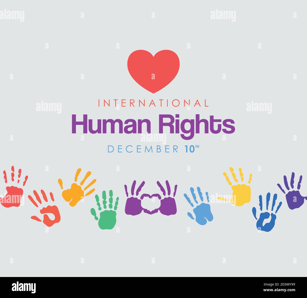international human rights heart and colored hands prints vector design ...