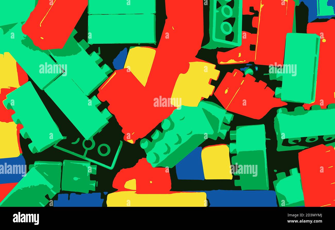 3d rendering of plastic building blocks toys for kids Stock Photo - Alamy