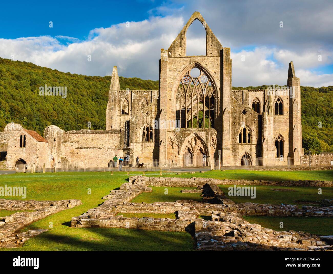 Tintern Abbey, Monmouthshire, Wales, United Kingdom.  The Cistercian abbey fell into ruin aftr the DIssolution of the Monasteries in the reign of King Stock Photo