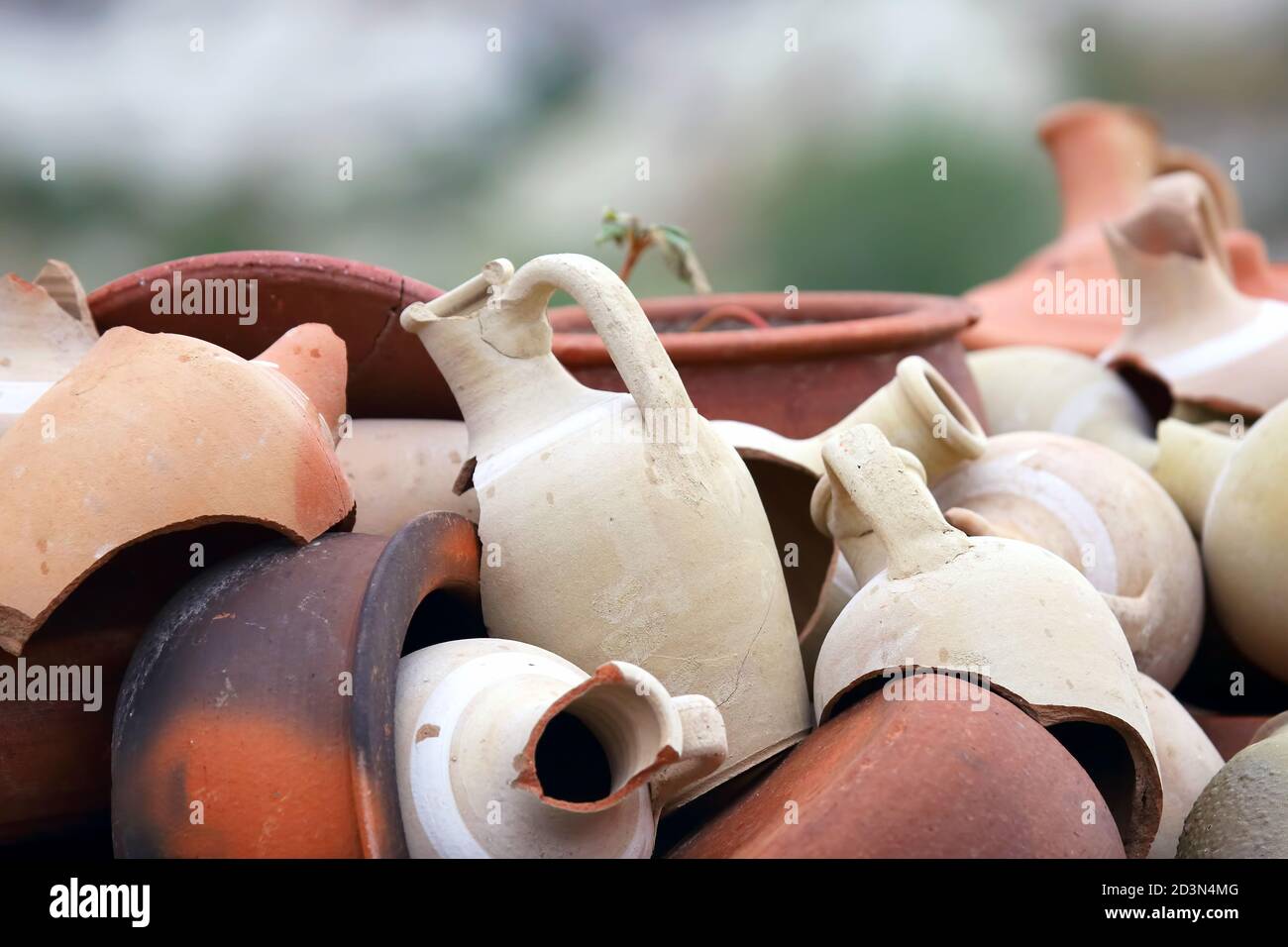 stacked together broken clay pots Stock Photo Alamy