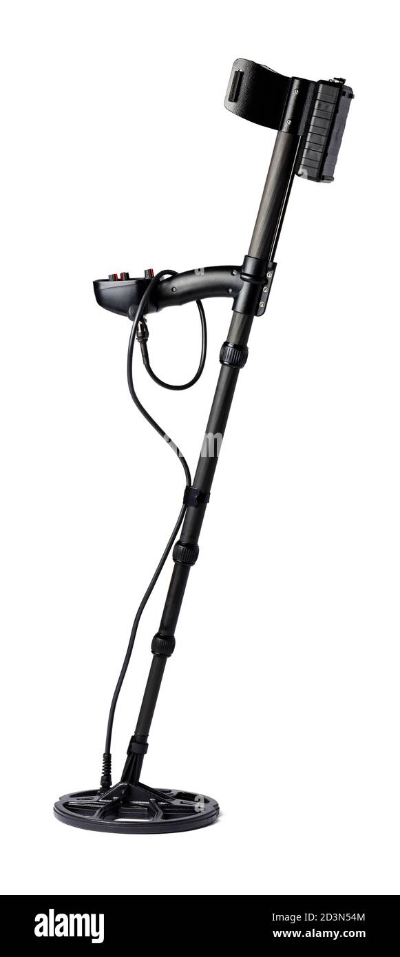Black metal detector isolated on white background Stock Photo - Alamy