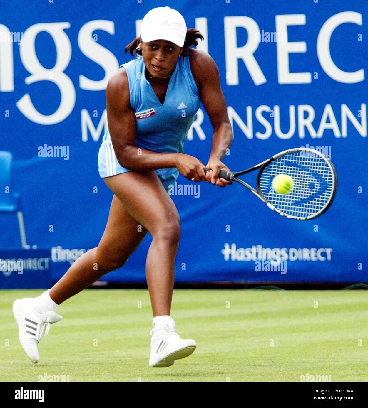Chandra Rubin of the U.S. returns a shot against Tamarine Tanasugarh of  Thailand during their match at the Ladies International Tennis Tournament  being played at Eastbourne, in southern England, June 18, 2003.