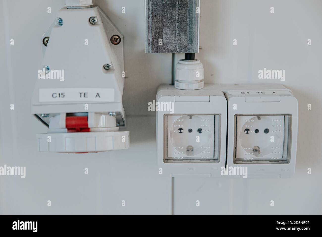 Industrial electrical outlets, threephase current Stock Photo Alamy
