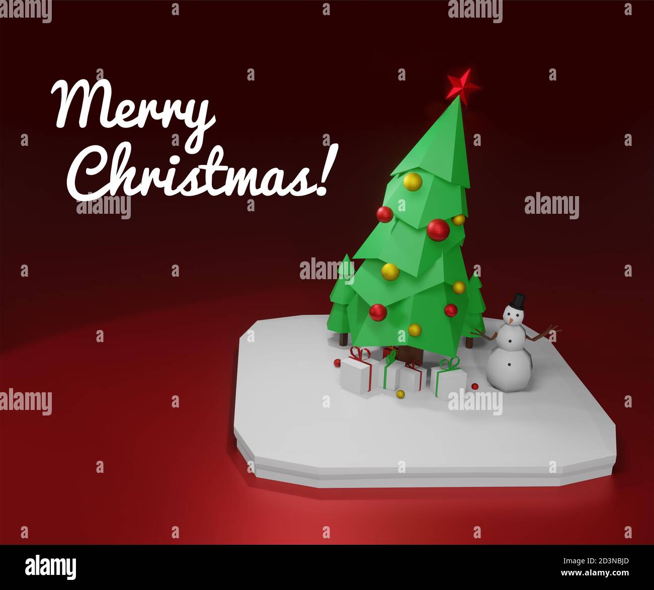 Christmas tree in ice cube 3d render Stock Photo - Alamy