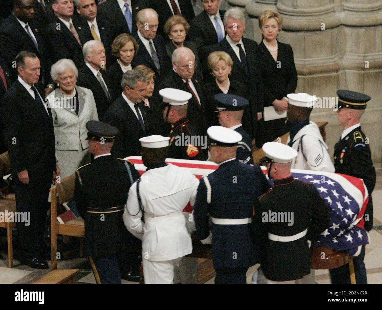 Military pall bearers depart with the remains of the former President ...