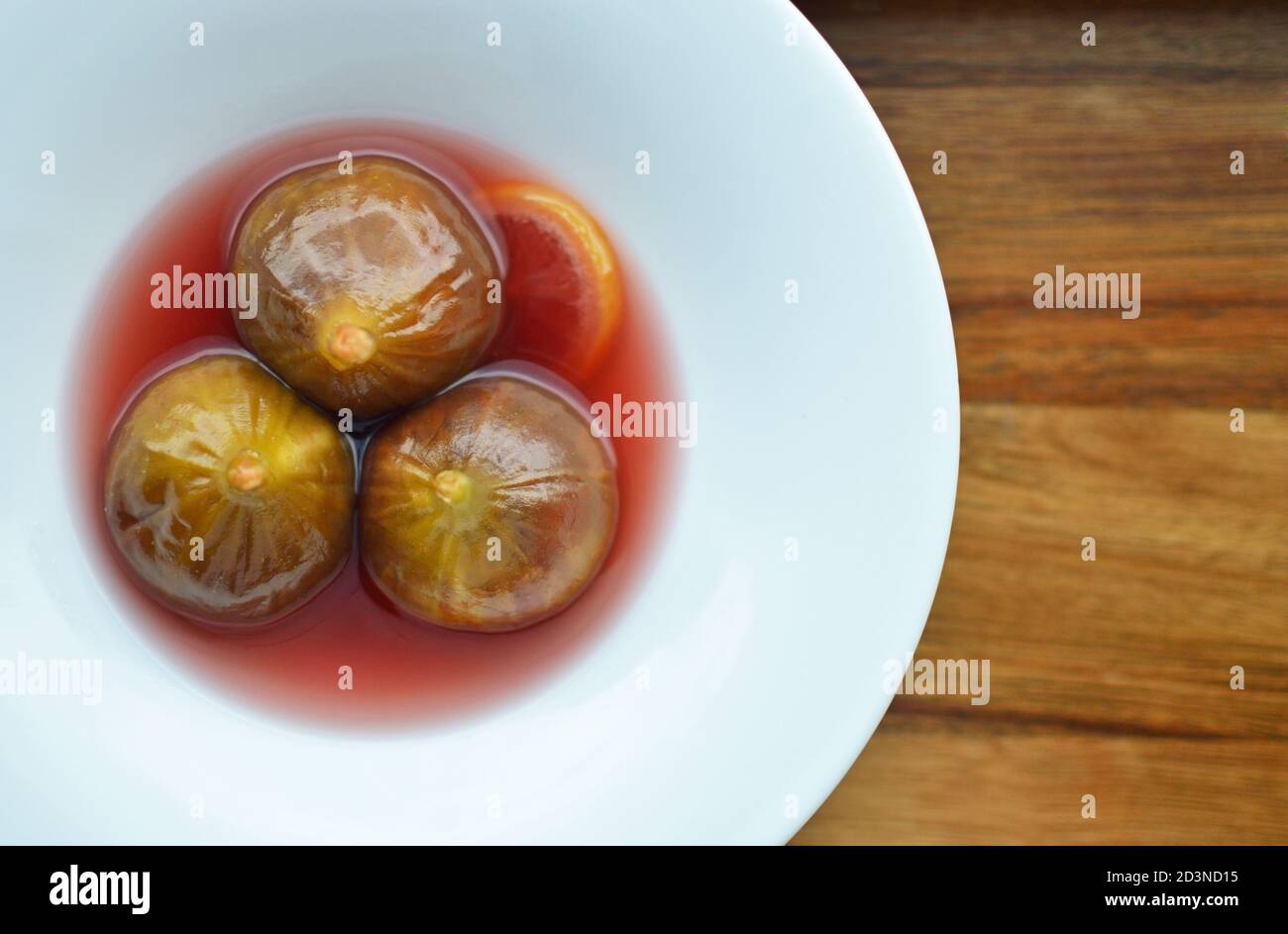 Top view shot of figs in syrup dessert Stock Photo