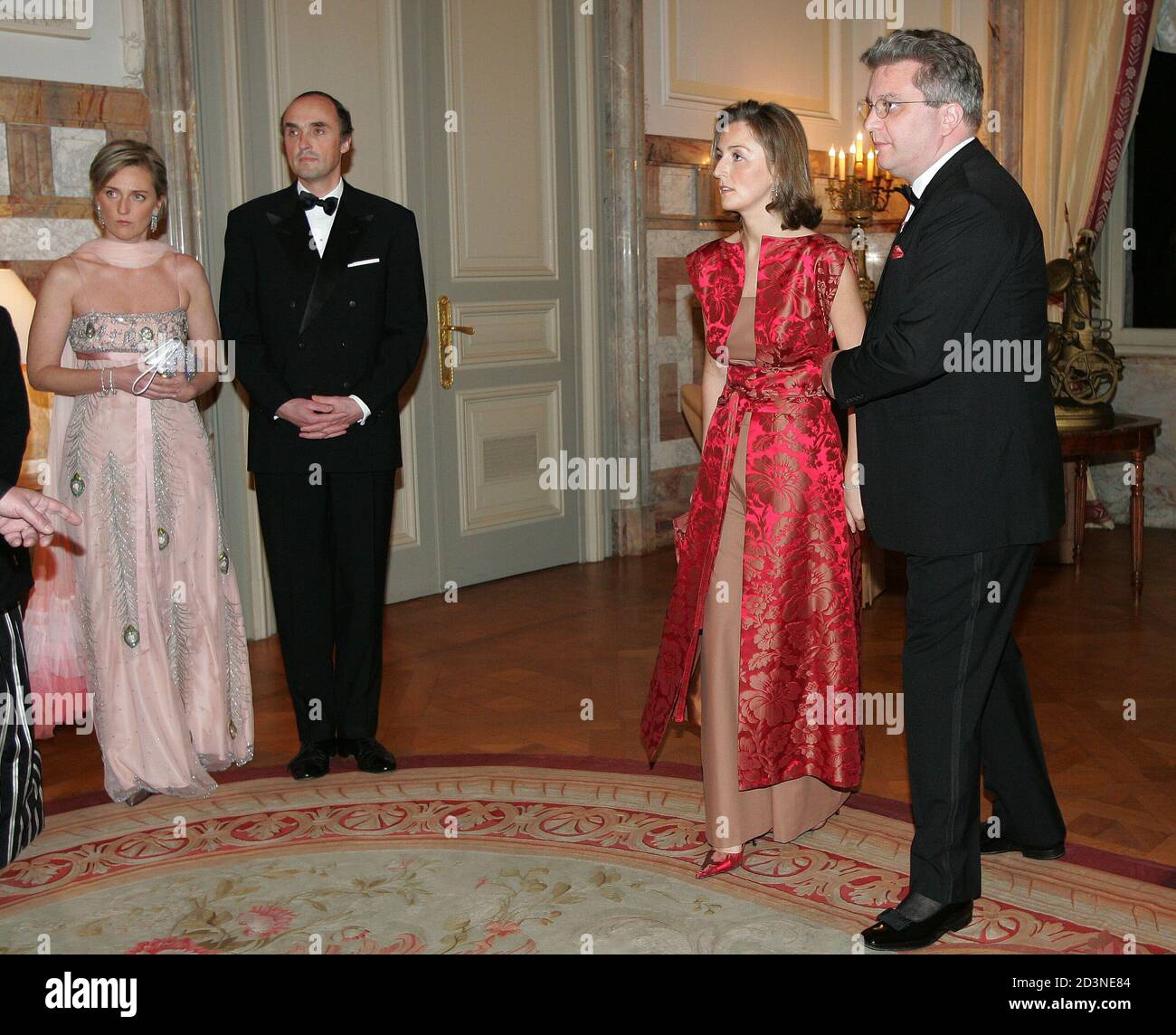 Belgium's Prince Laurent and Princess Claire attend a gala dinner in the honour of Greek President Stephanopoulos in Brussels. Belgium's Princess Astrid (L) her husband Prince lorenz (2nd Prince Laurent (2nd