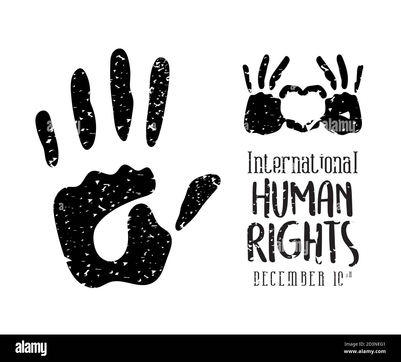 international human rights and black hand print with heart vector ...