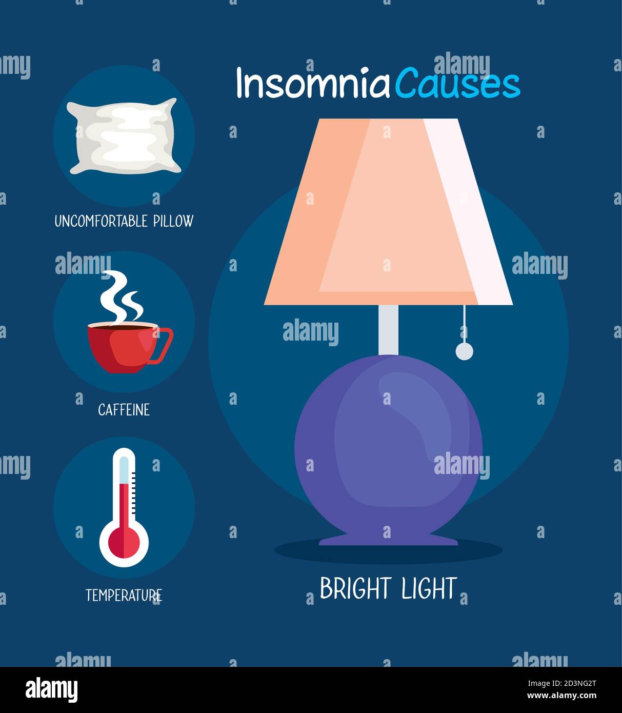 insomnia causes bright light lamp and icon set vector design Stock Vector Image & Art Alamy