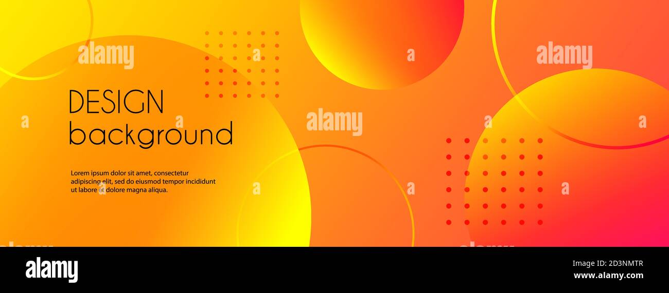 Abstract trendy vector banner with 3d spheres. Bright orange background for facebook cover with copy space Stock Vector