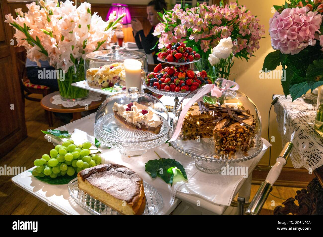 Interior display od desserts at Restauracja Rozana in Warsaw, Poland Stock Photo