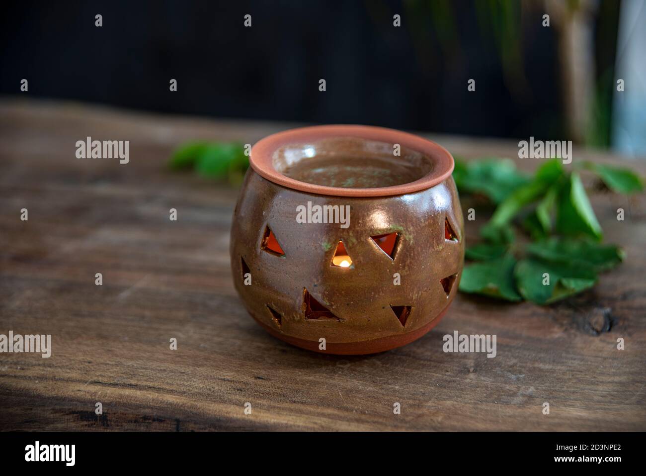 handmade ceramic candle holder lantern Stock Photo Alamy