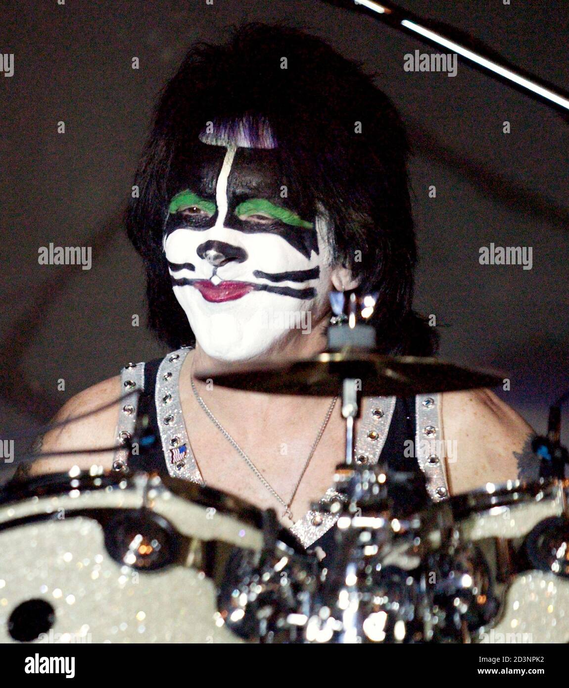 Kiss drummer Peter Criss performs during a soldout show at the Rain in