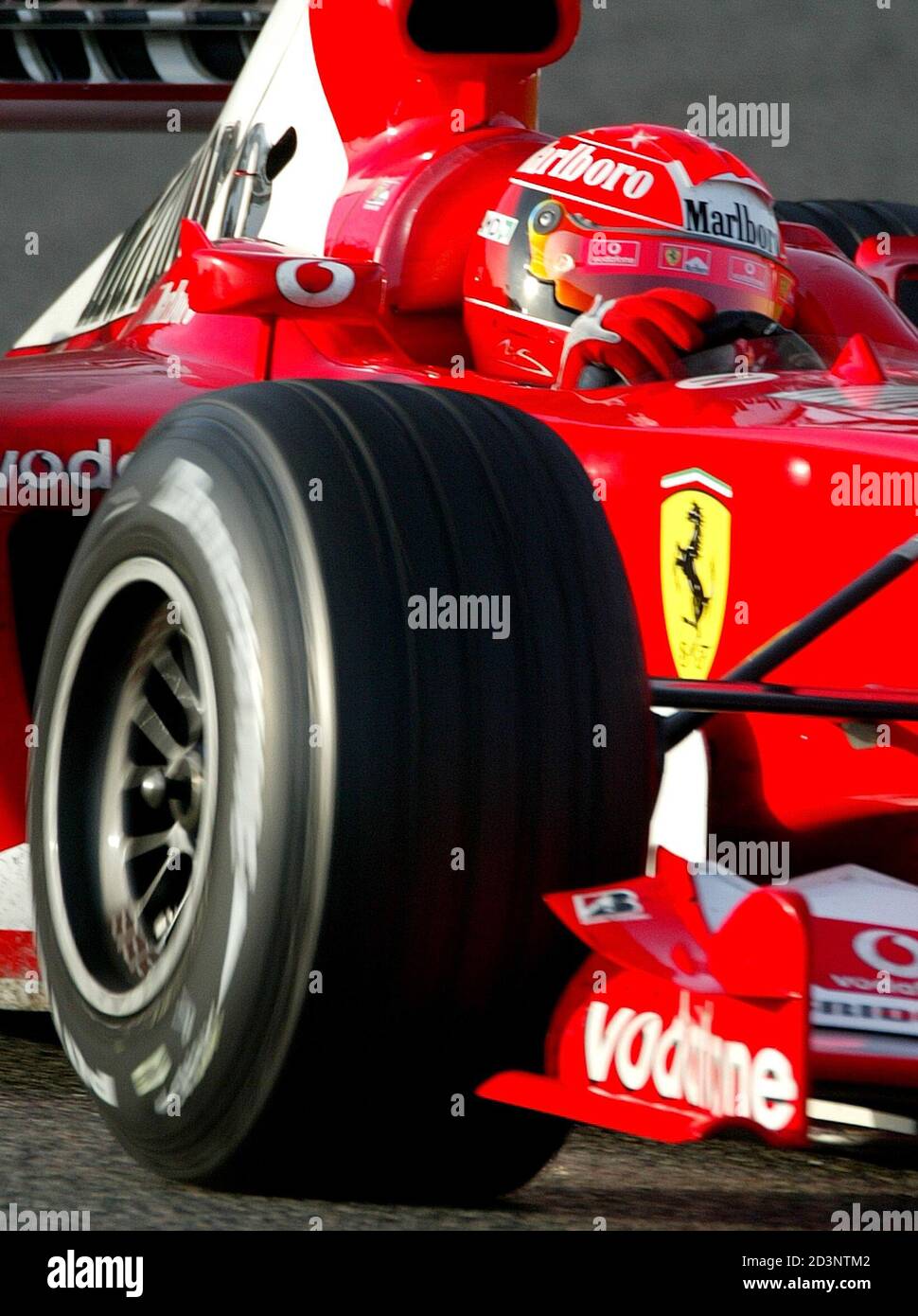 Michael schumacher testing the new ferrari f1 car hires stock