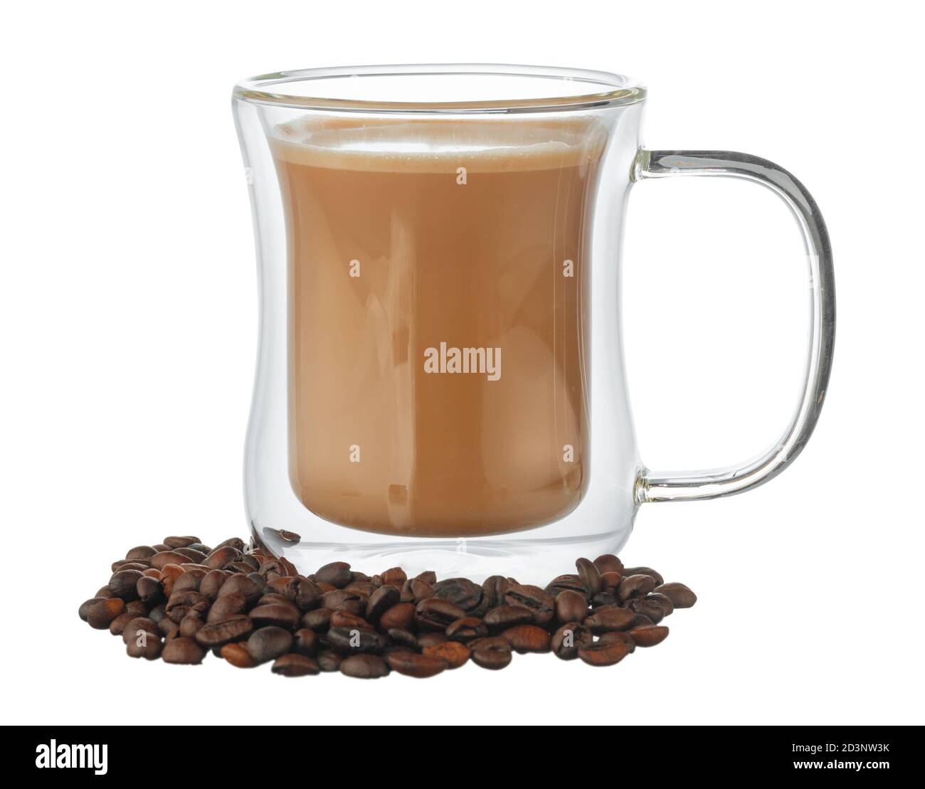 Glass cup of coffee and coffee beans isolated on white Stock Photo - Alamy