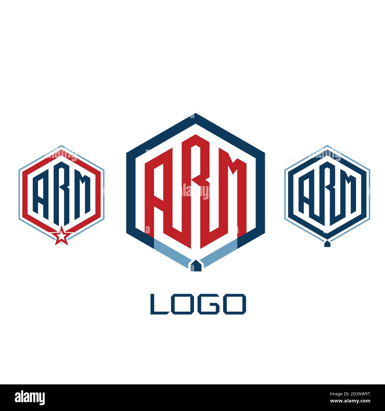 Logo With Three Letters Arm In A Hexagon Stock Vector Image Art Alamy
