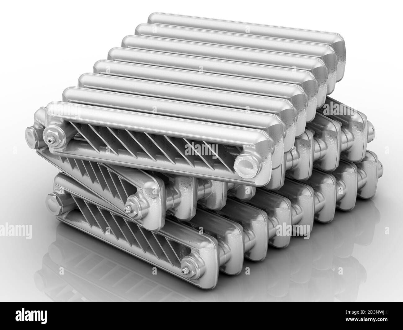 Stacked Radiator Heating radiators. Stacked sections of cast iron heating radiators lie ...