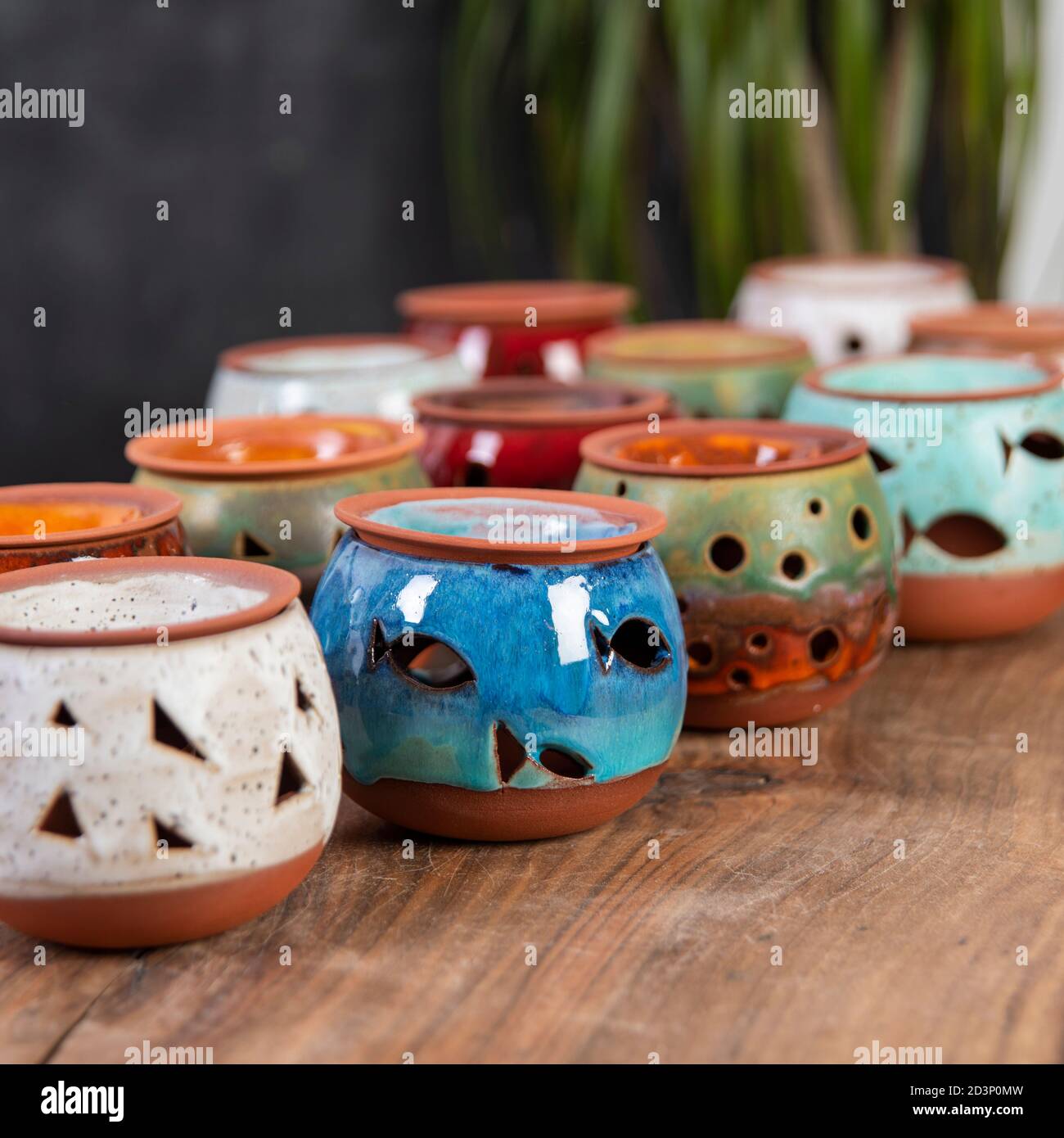handmade ceramic candle holder lantern Stock Photo Alamy