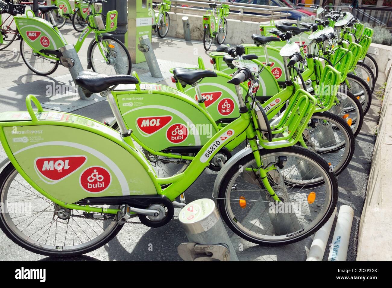 MOL BuBi bicycle hire sharing scheme in Budapast, Hungary Stock Photo