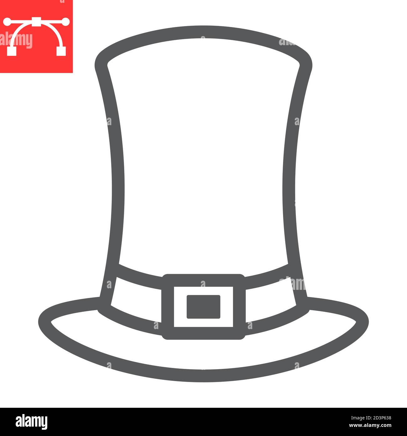 Pilgrim hat line icon, thanksgiving and celebration, hat sign vector graphics, editable stroke linear icon, eps 10. Stock Vector