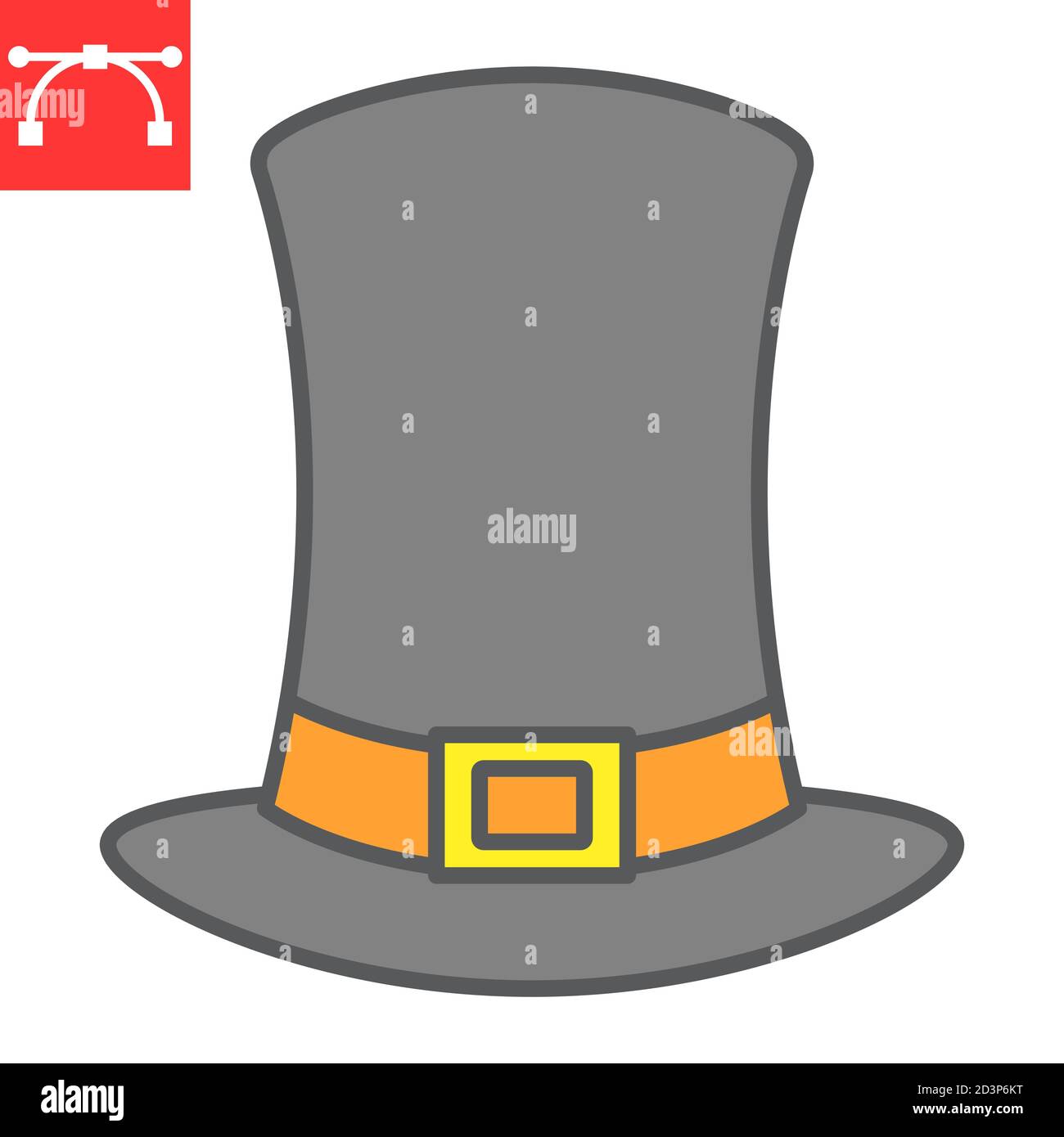 Pilgrim hat color line icon, thanksgiving and celebration, hat sign vector graphics, editable stroke filled outline icon, eps 10. Stock Vector