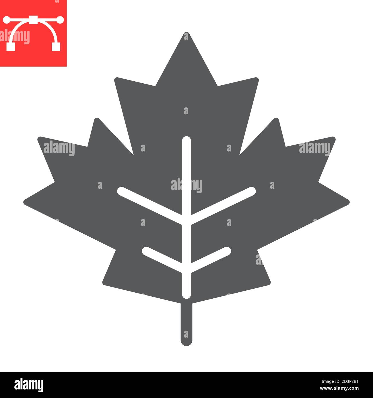 Maple leaf glyph icon, thanksgiving and nature, leaf sign vector graphics, editable stroke solid icon, eps 10. Stock Vector