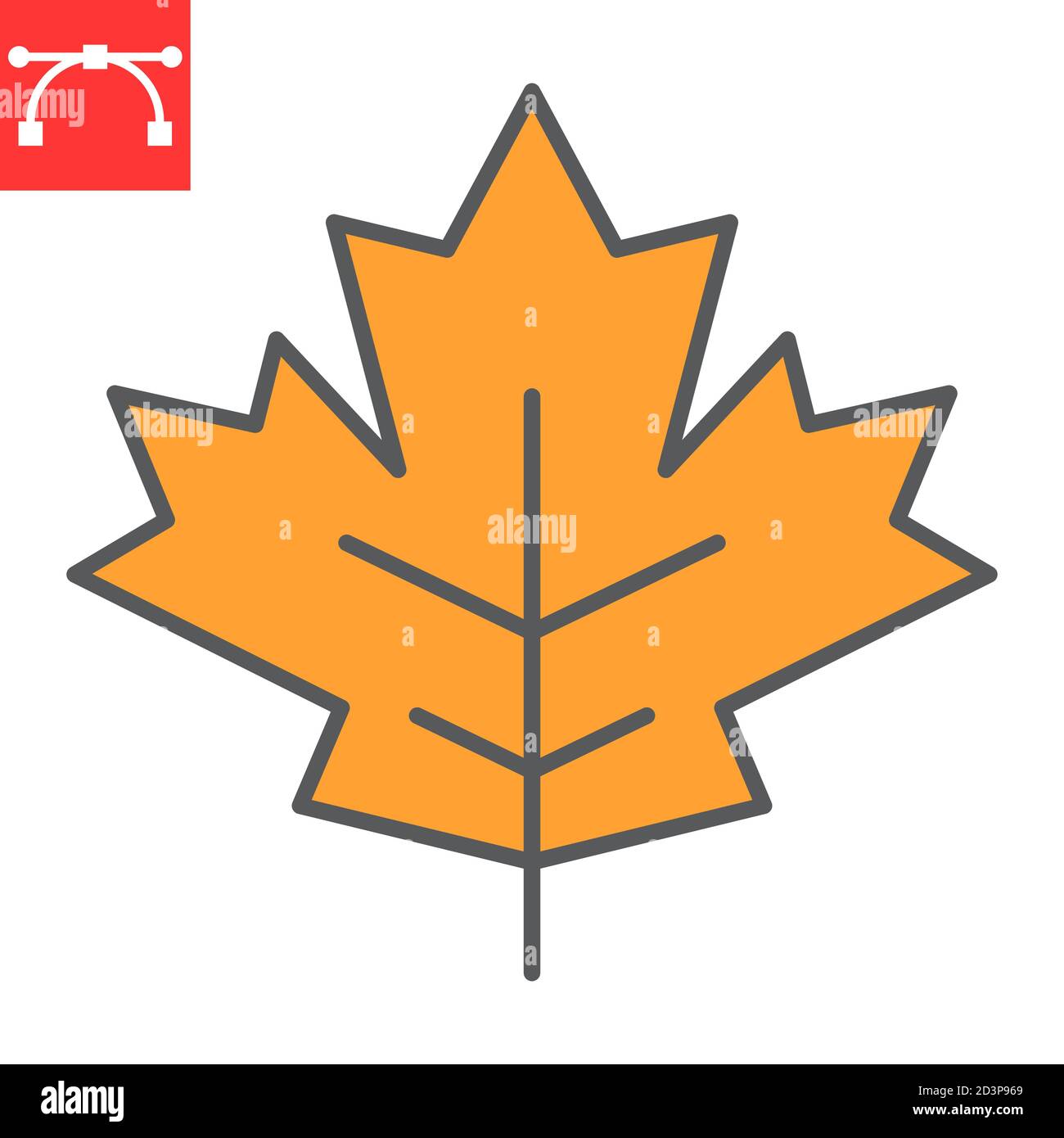 Maple leaf color line icon, thanksgiving and nature, leaf sign vector ...