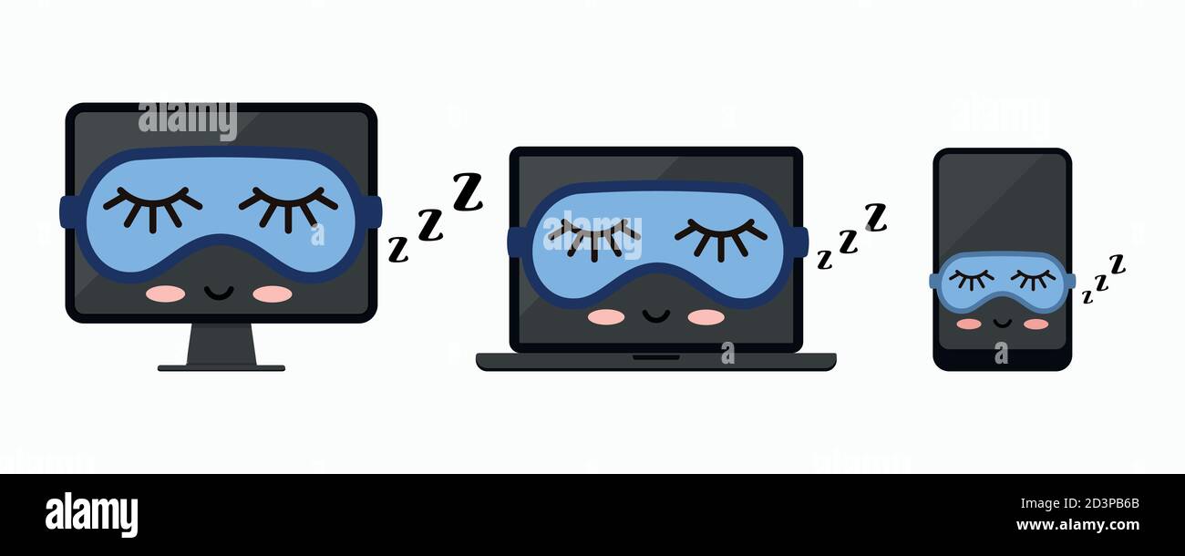 Sleeping off computer desktop, laptop, tablet pc or smartphone icon set ...