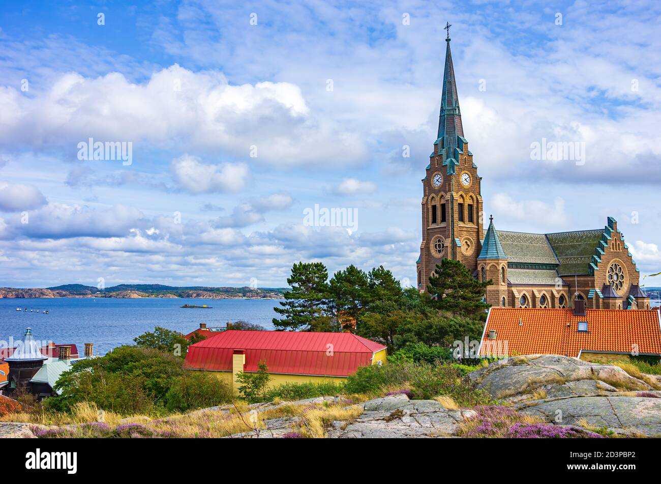 View of Lysekil Church (Lysekils kyrka), Bohuslan, Vastra Gotaland County, Sweden. Stock Photo