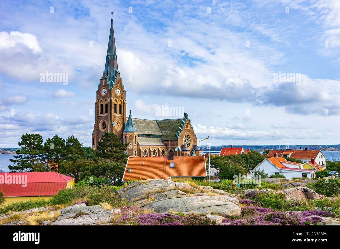 View of Lysekil Church (Lysekils kyrka), Bohuslan, Vastra Gotaland County, Sweden. Stock Photo