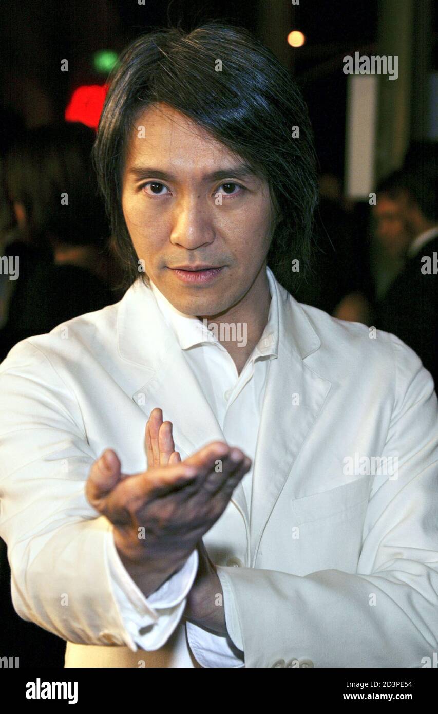 Hong Kong actor-director Stephen Chow poses during the premiere of 'Kung Fu Hustle' at the Arclight Cinerama Dome theatre in Hollywood March 29, 2005. Stock Photo