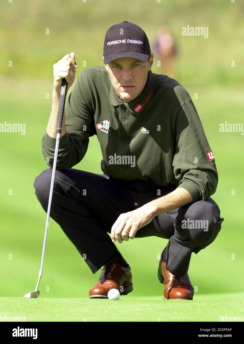 Paolo Quirici of Switzerland concentrates before his put at tee 7 during  the first day of the PGA European Masters in Crans-Montana, Switzerland on  September 7. DB/RS Stock Photo - Alamy