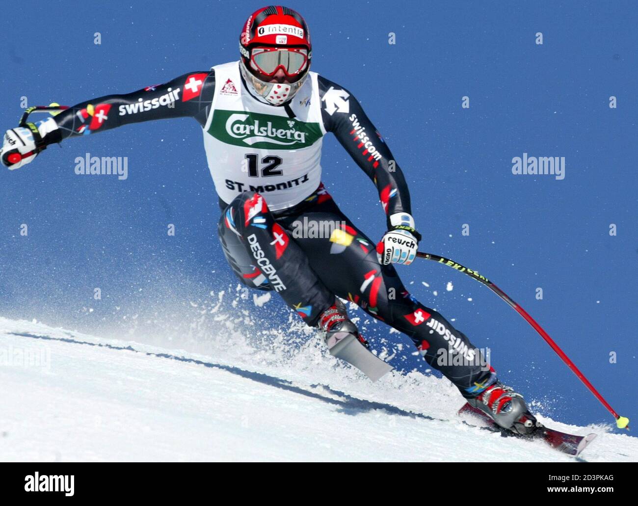 Franco Cavegn of Switzerland trains for the Alpine Skiing World Cup men's  downhill in St. Moritz February 1, 2002 in a time of one minute 41.46  seconds. REUTERS/Marcus Gyger PLA Stock Photo - Alamy