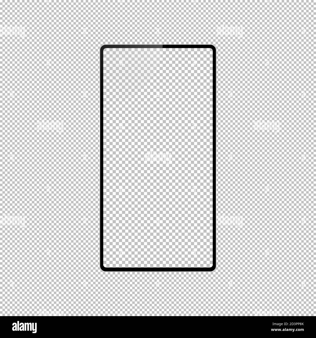 High quality realistic smart phone mock up with empty screen. Black detailed mobile phone with camera, volume and power buttons. Vector illustration. Stock Photo