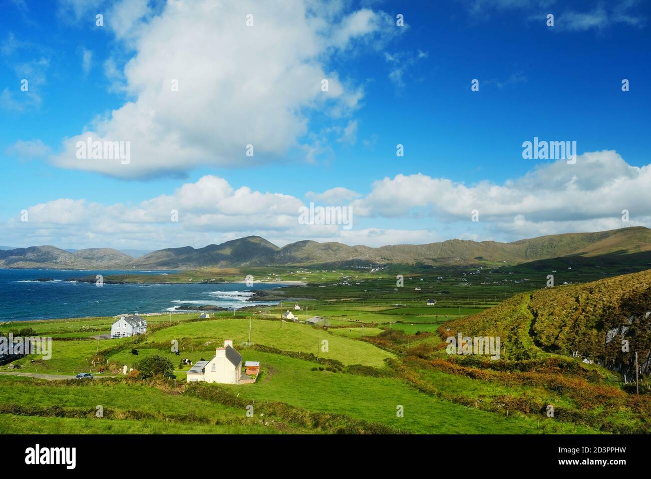 Looking towards Allihies on the west of the Beara Peninsula, County Cork, Ireland - John Gollop Stock Photo