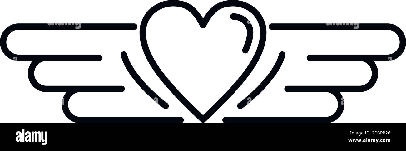 Love heart wings icon. Outline love heart wings vector icon for web ...
